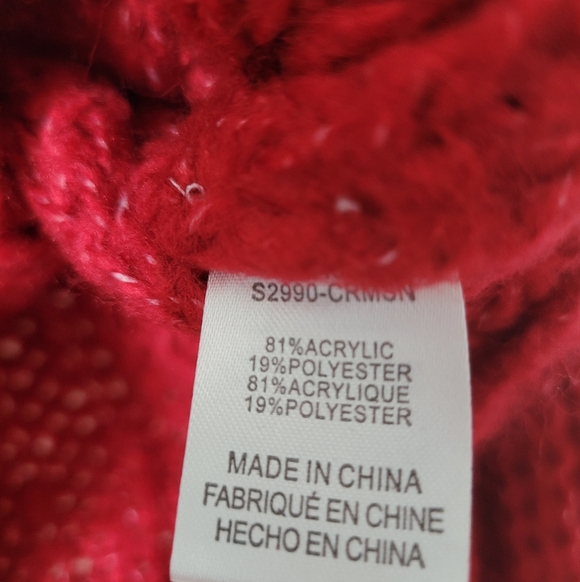 Saltwater Luxe Red Chunky Knit Cropped Sweater XL - Picture 6 of 8